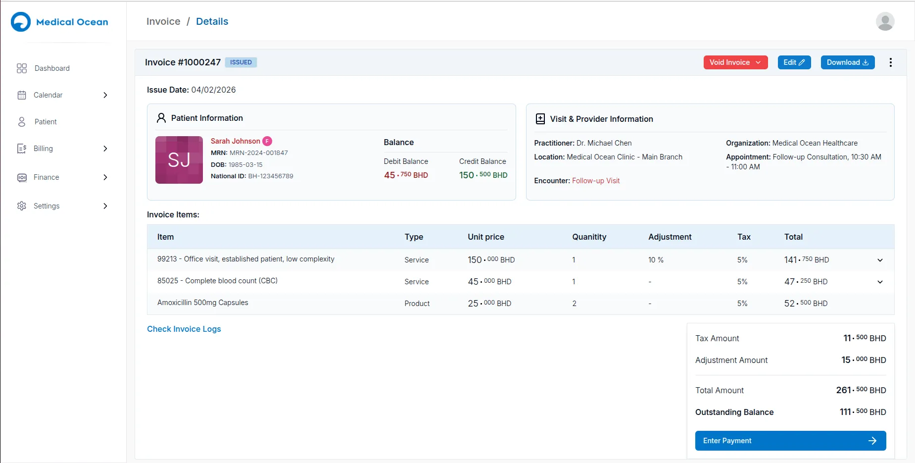 Medical Ocean Invoicing