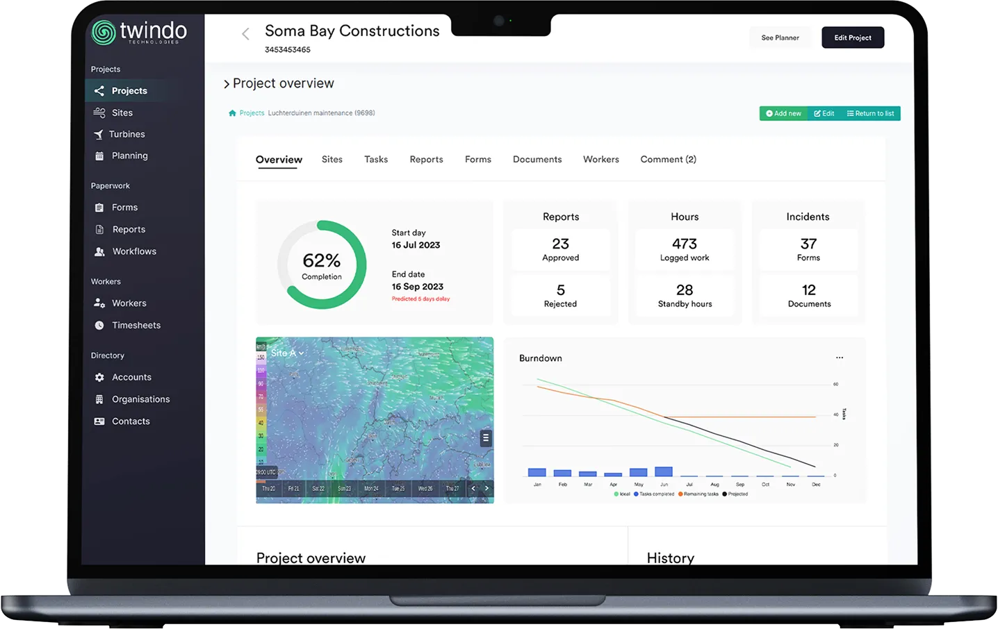 Twindo - Wind Energy Management Platform built with React, TypeScript, Node.js